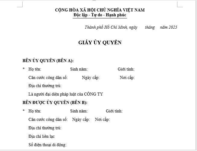 đồ họa miêu tả giấy ủy quyền thành lập doanh nghiệp