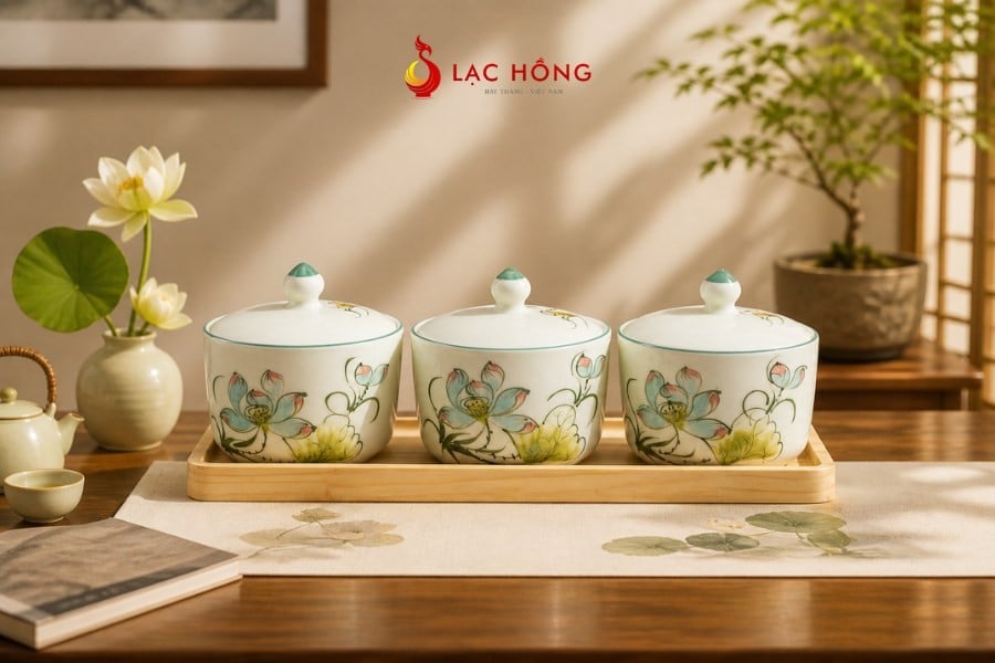 Khay mứt sứ logo quà tặng