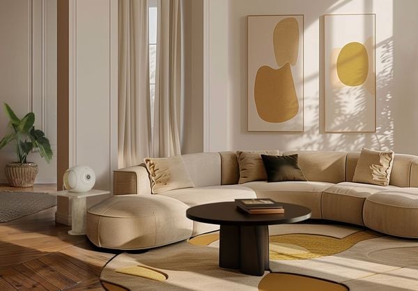 Devialet Phantom Ultimate 108dB màu Light Pearl tại phòng khách