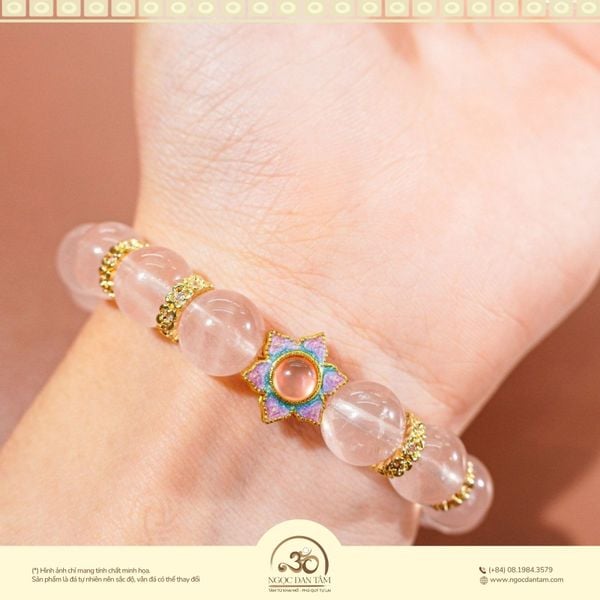 Thạch anh hồng sao phối charm quà tặng bạn gái