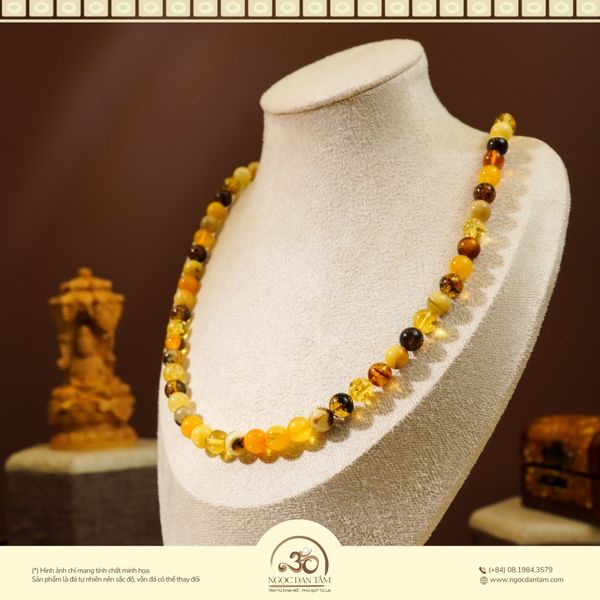 Vòng cổ hổ phách mix nhiều màu