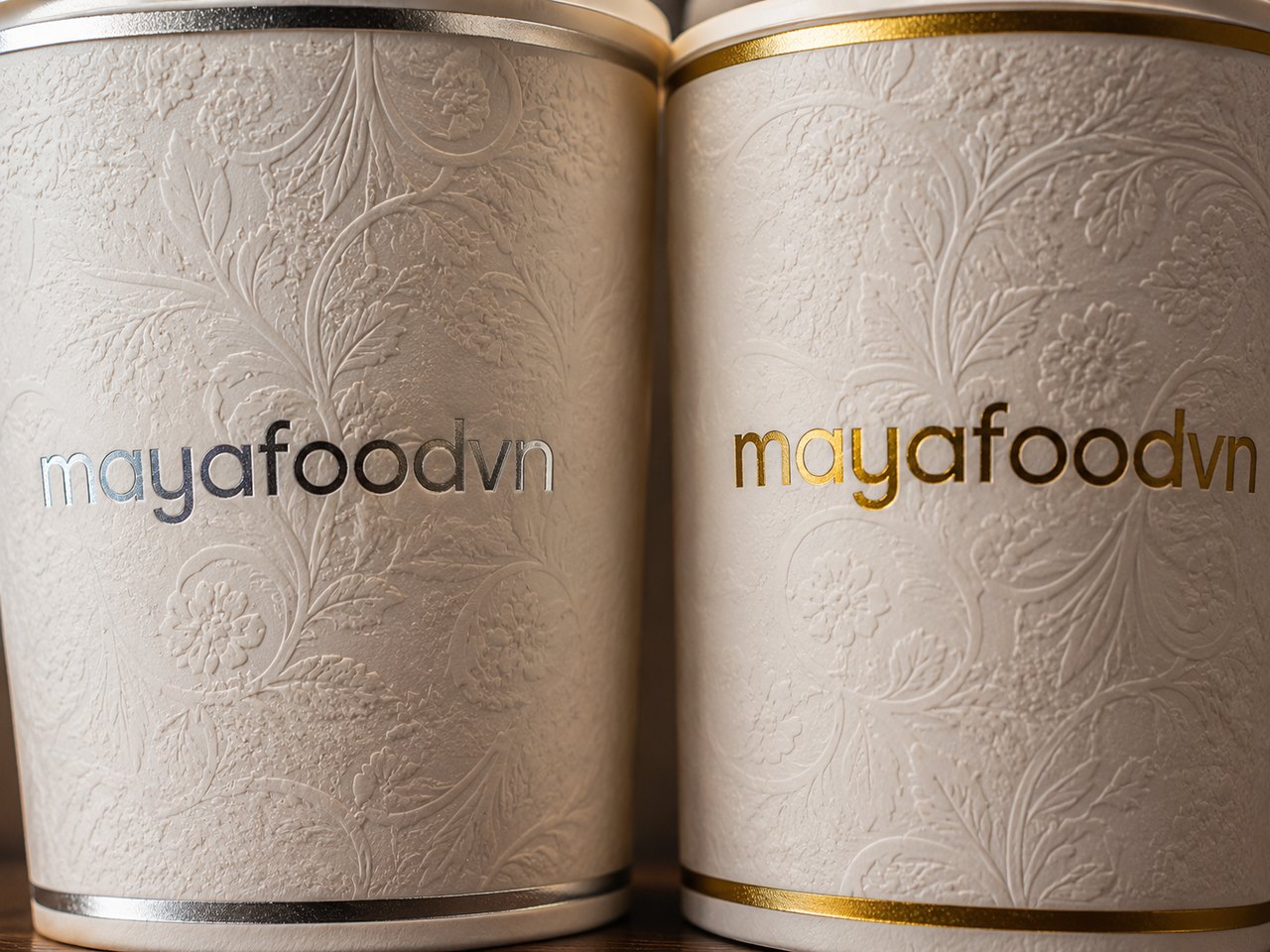In ly giấy ép kim vàng và bạc, họa tiết vân nổi sang trọng - Maya Food