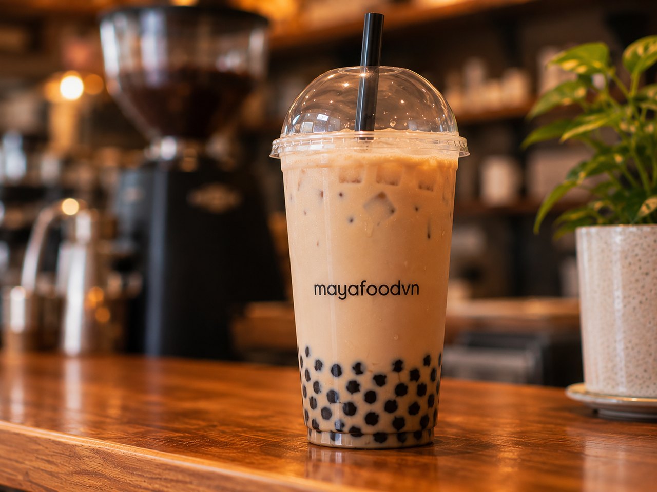 Ly nhựa 700ml nắp cầu trà sữa full topping - Maya Food