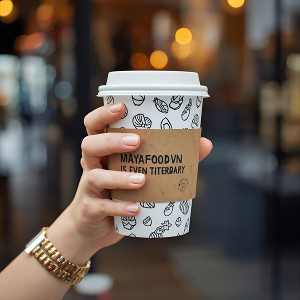 khách check‑in với mẫu cốc giấy khác biệt giúp lan tỏa thương hiệu miễn phí