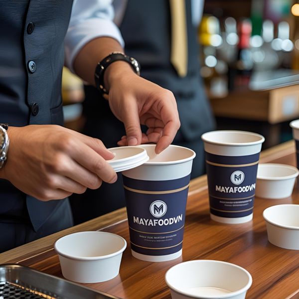 cốc giấy in logo thương hiệu F&B tạo hiệu ứng lan truyền