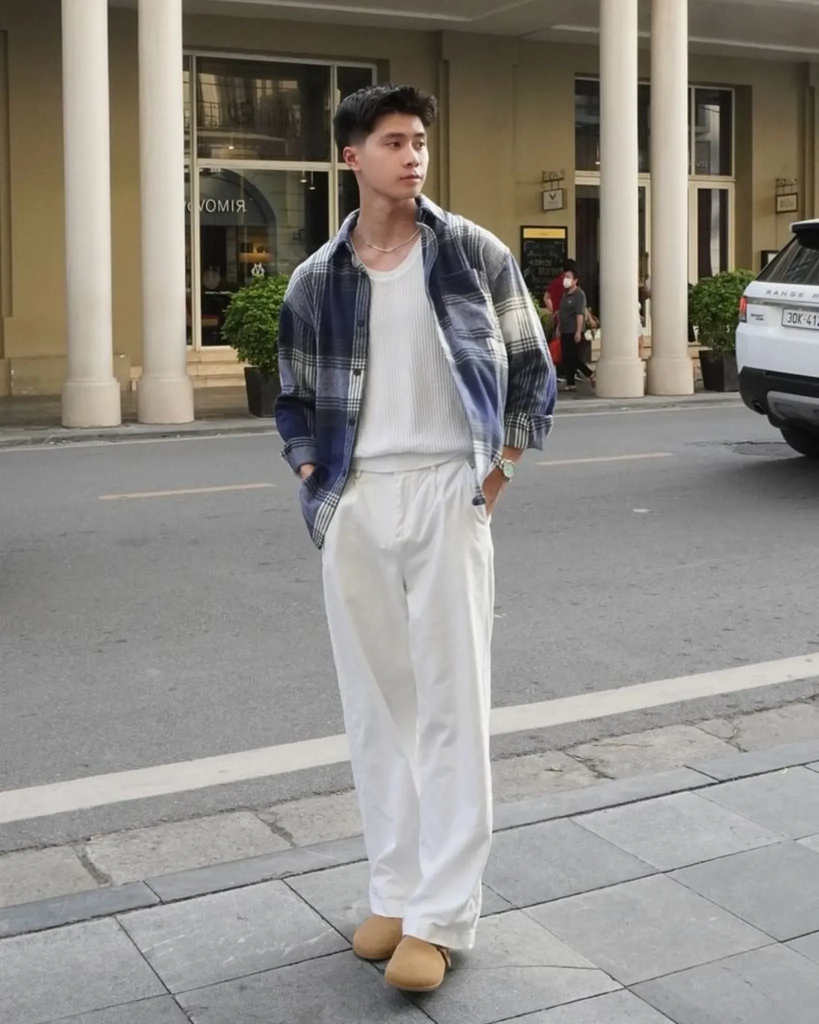 Phối đồ với Áo sơ mi khoác ngoài phong cách smart-casual lịch lãm