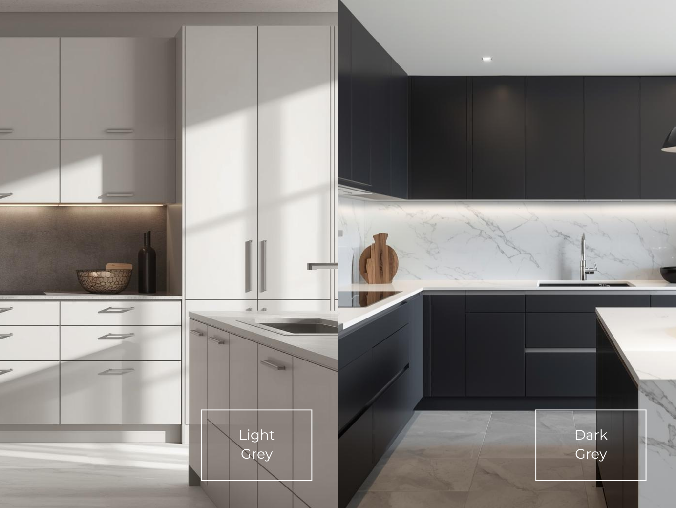 Light Grey Kitchen Cabinets vs Dark Grey Cabinets