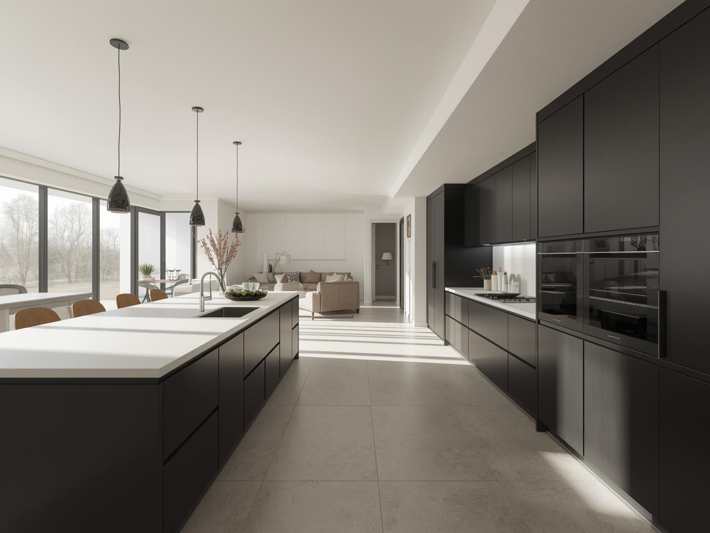 Modern Black Kitchen Cabinets for Open and Contemporary Layouts
