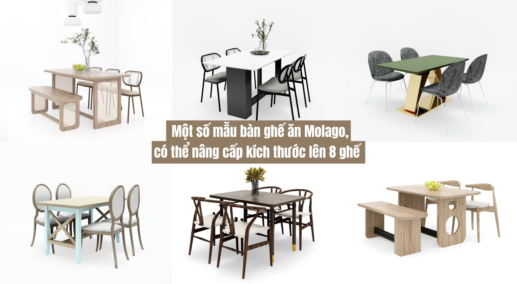 Bàn ghế ăn cho 4 - 8 người trong gia đình