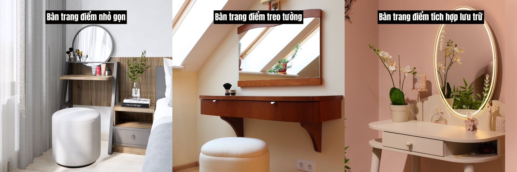 Các loại bàn trang điểm đẹp và hiện đại