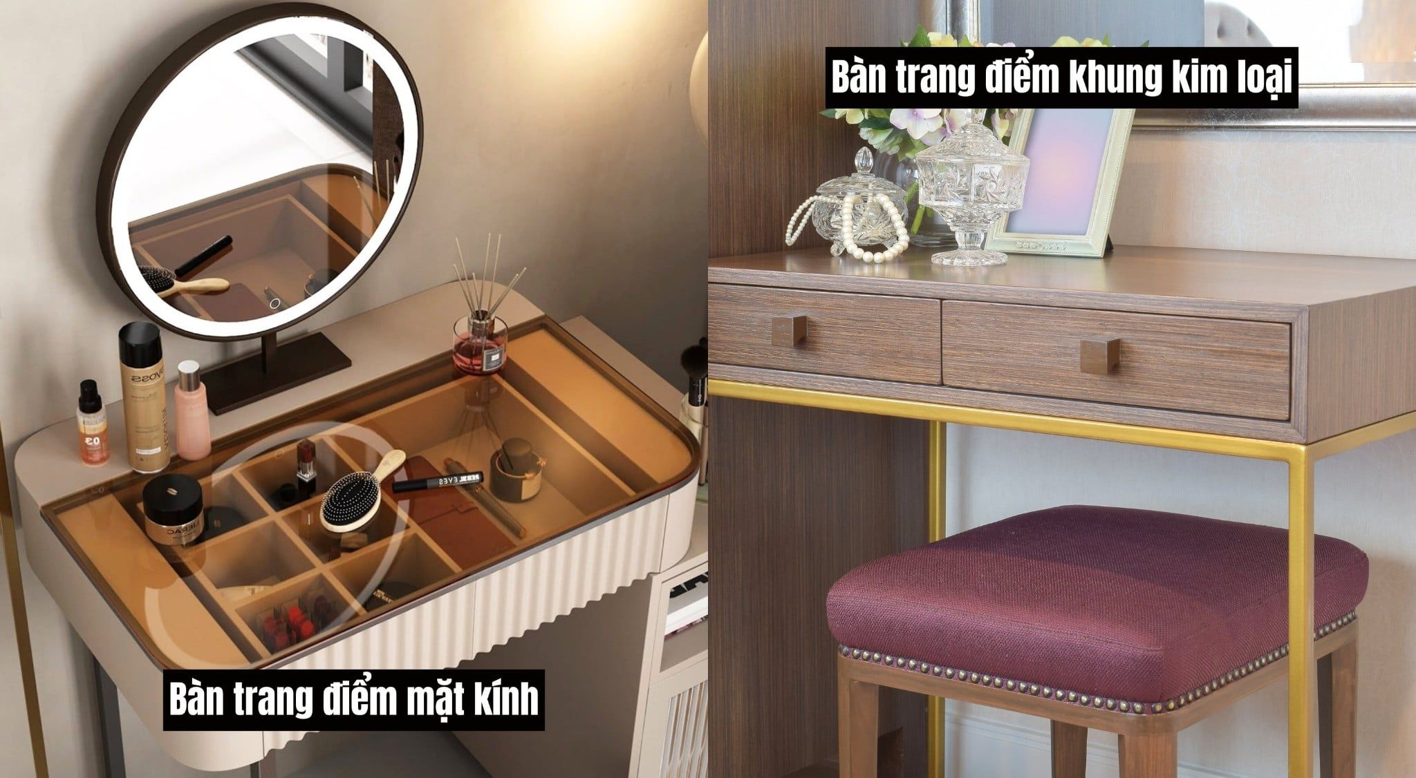 Các loại bàn trang điểm đẹp và hiện đại
