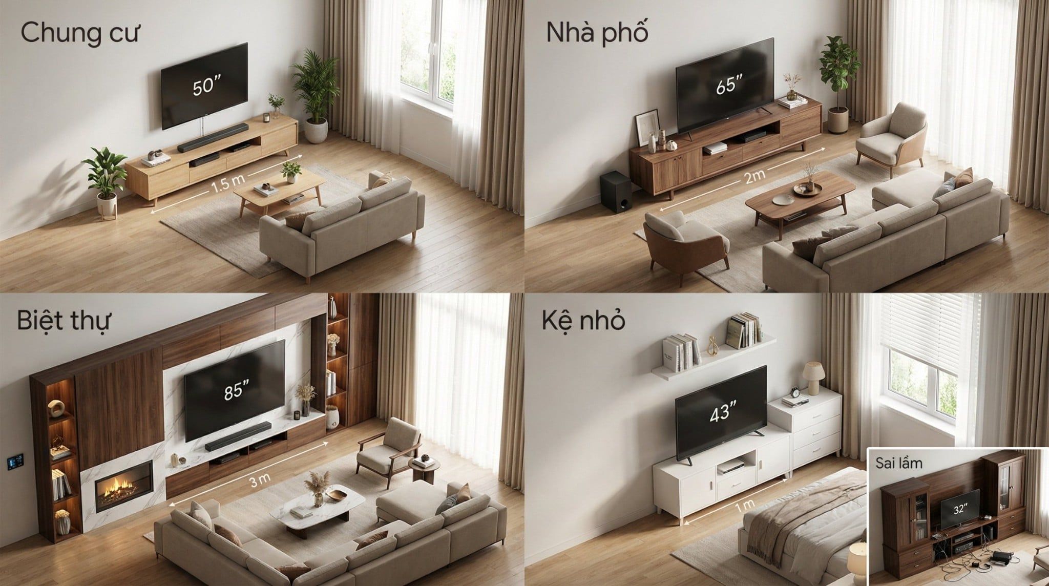 Kích Thước Kệ Tivi Chuẩn