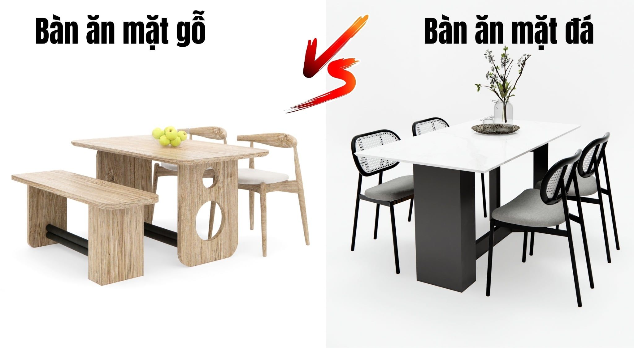 Nên chọn bàn ăn mặt đá hay mặt gỗ