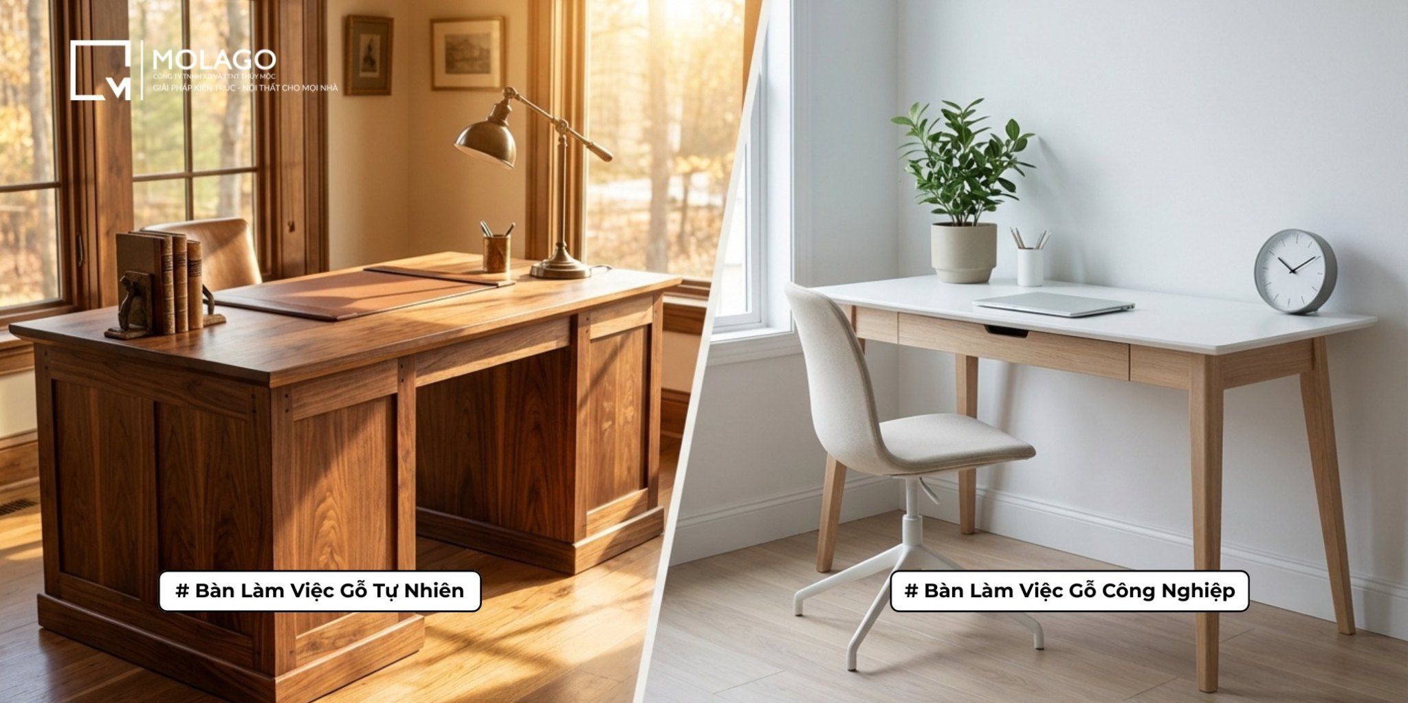 Bàn Làm Việc Nên Chọn Gỗ Tự Nhiên Hay Gỗ Công Nghiệp