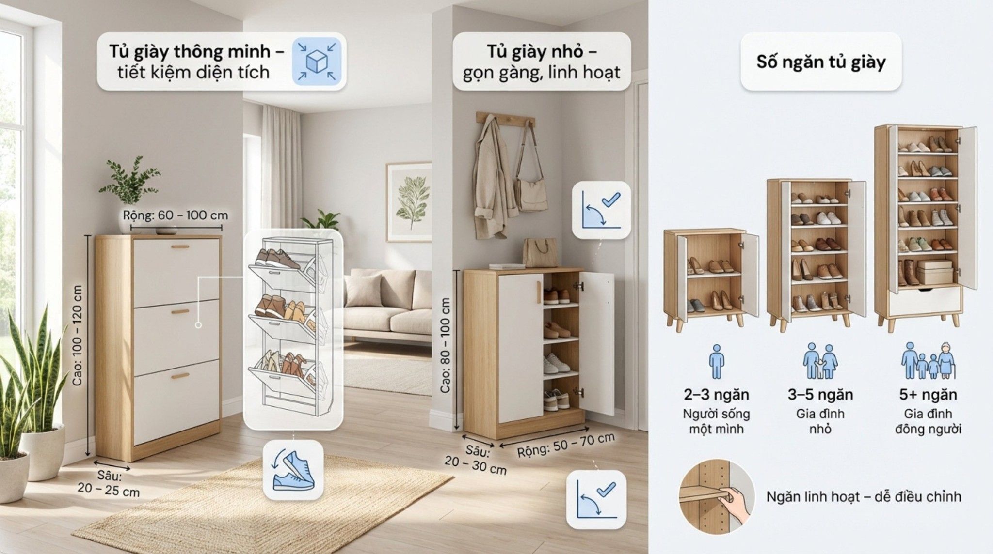 Kích Thước Tủ Giày Tiêu Chuẩn