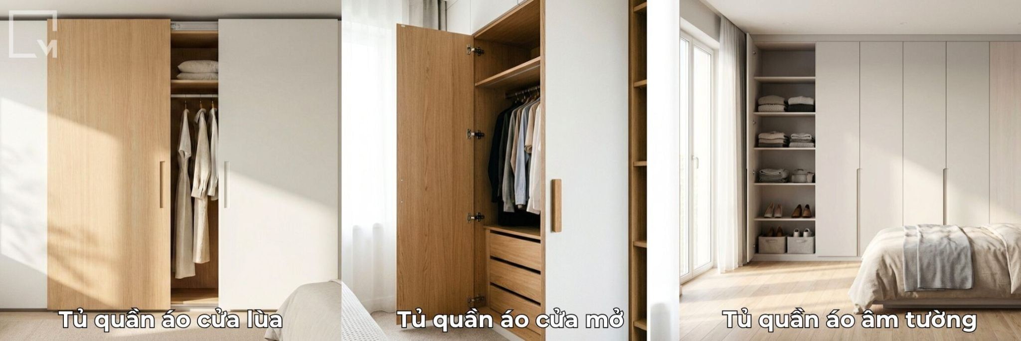 Nên Chọn Tủ Quần Áo Cửa Lùa, Cửa Mở Hay Tủ Âm Tường