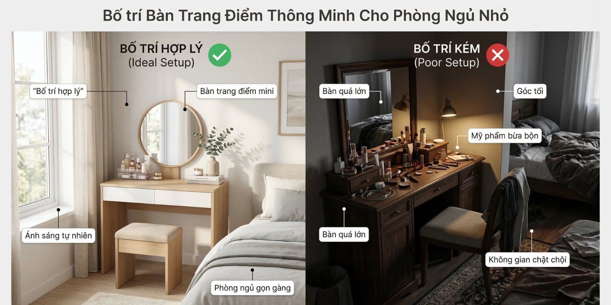 Bàn Trang Điểm Cho Phòng Ngủ Nhỏ