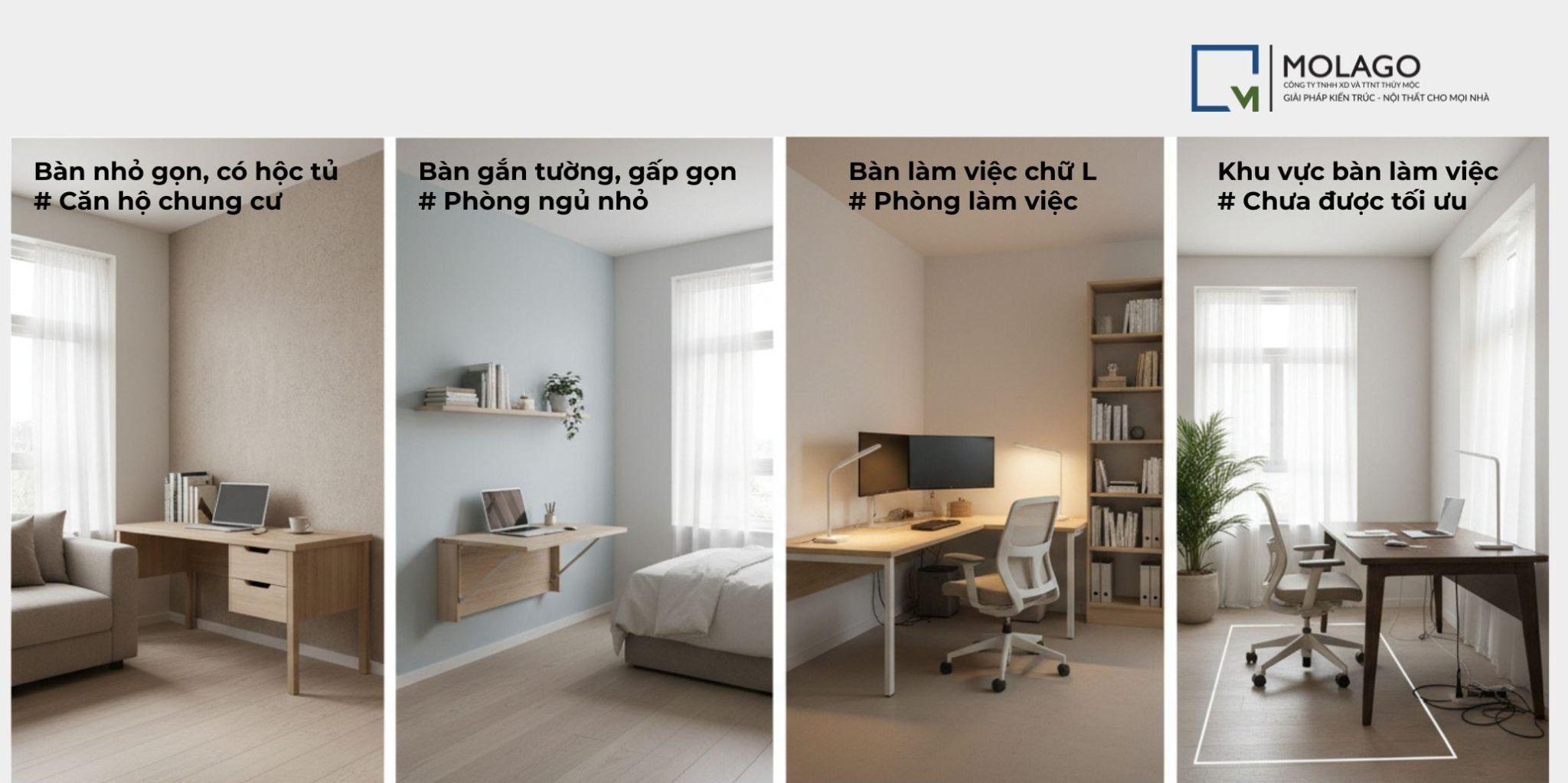 Chọn Bàn Làm Việc Phù Hợp Với Diện Tích