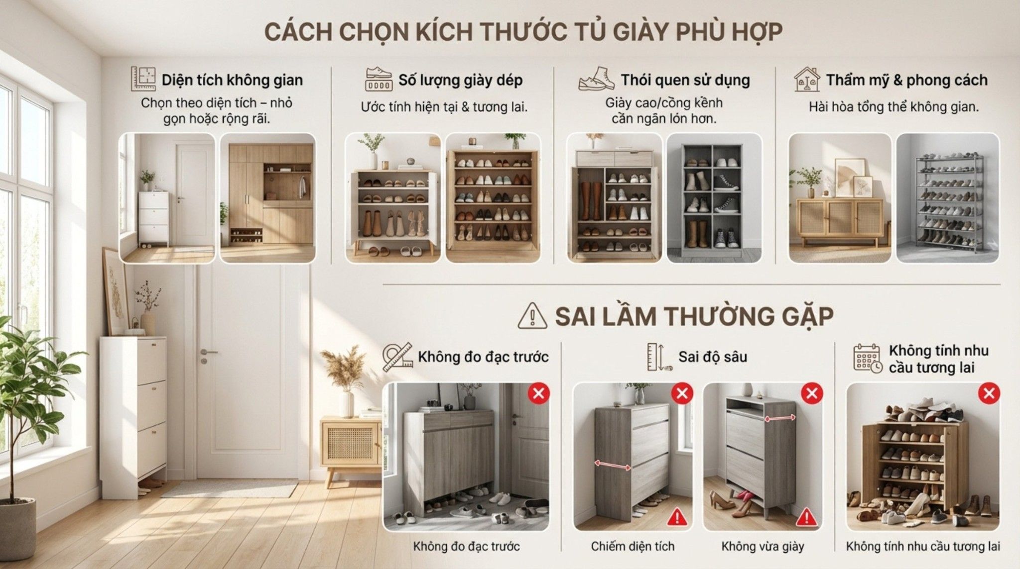 Kích Thước Tủ Giày Tiêu Chuẩn
