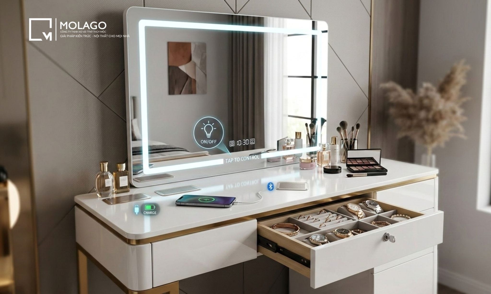Chọn Bàn Trang Điểm Có Gương, Có Đèn, Có Nhiều Ngăn Kéo