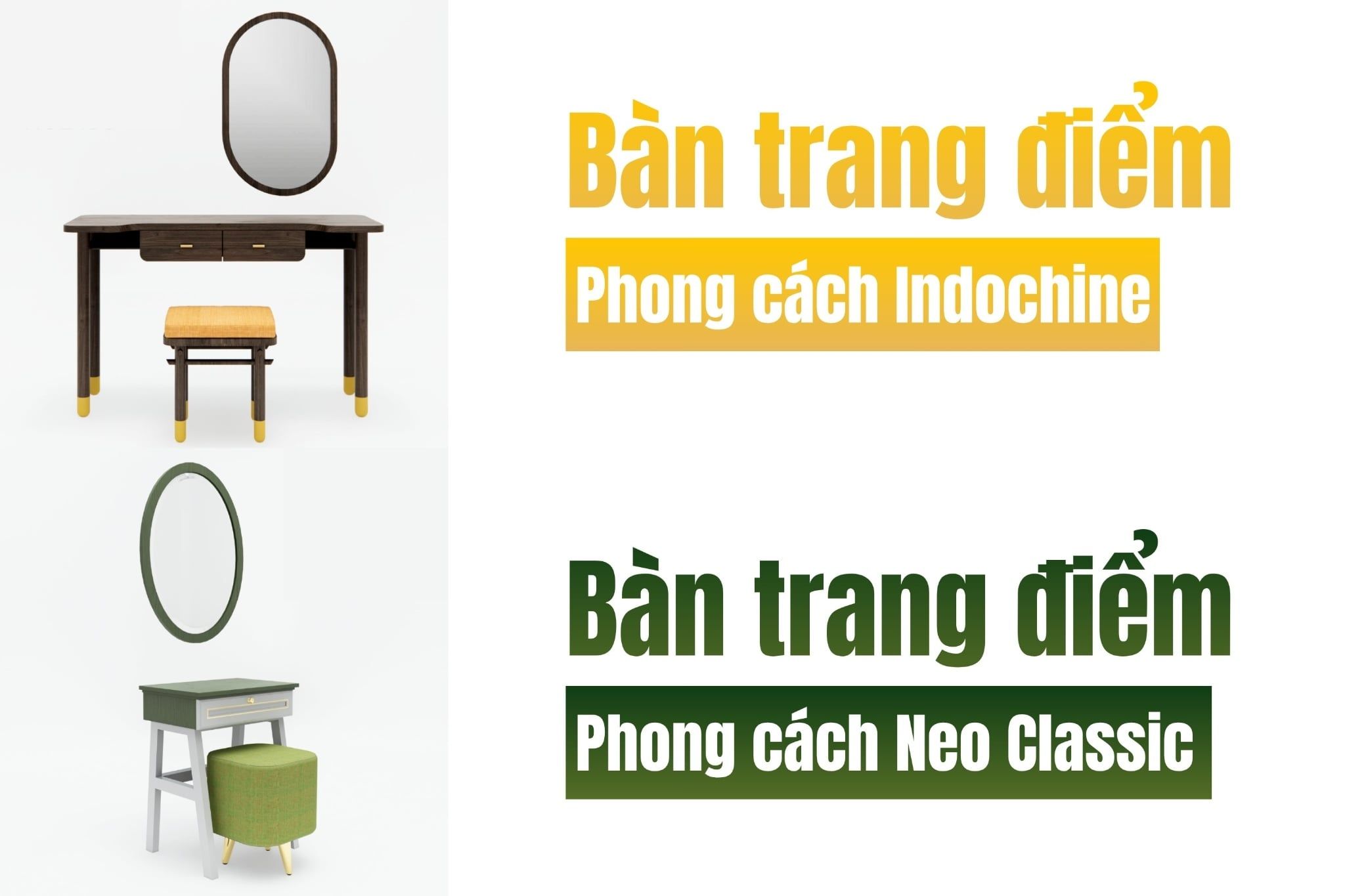 Các loại bàn trang điểm đẹp và hiện đại