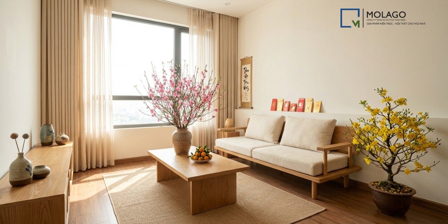 Trang Trí Phòng Khách Ngày Tết 2026