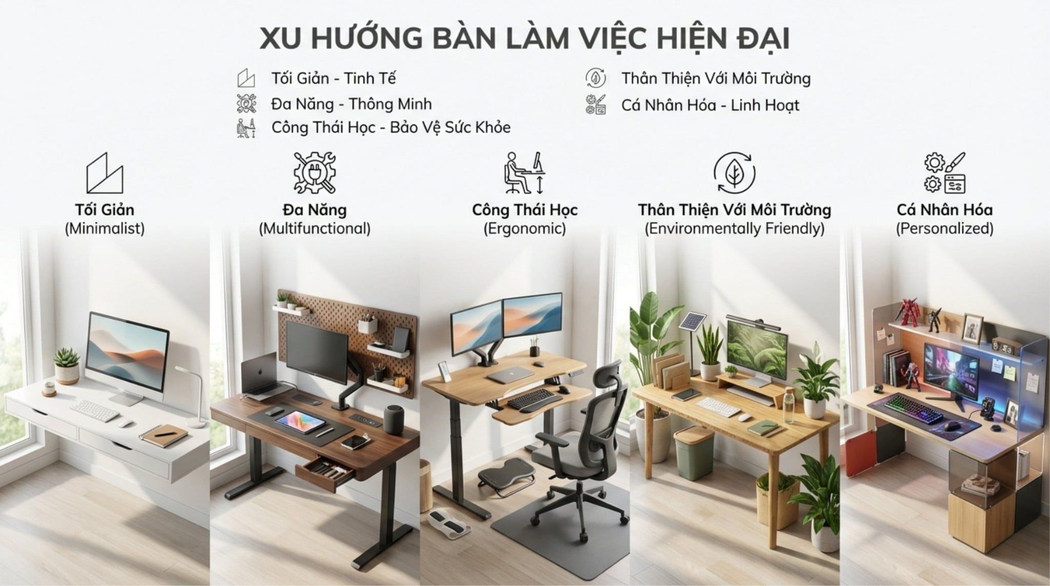 Xu Hướng Bàn Làm Việc Hiện Đại Được Ưa Chuộng