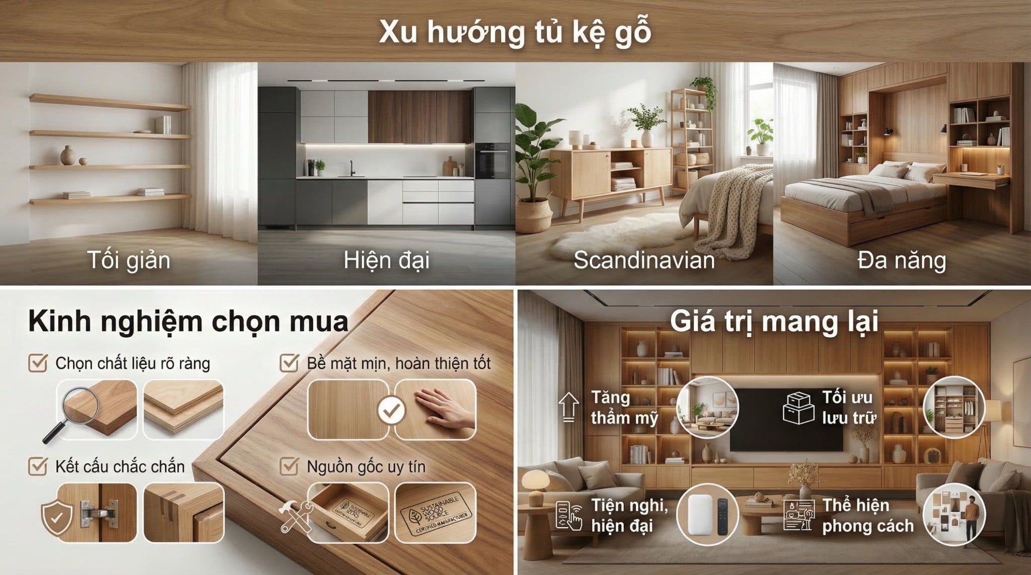 Tủ Kệ Gỗ Tự Nhiên Hay Công Nghiệp?