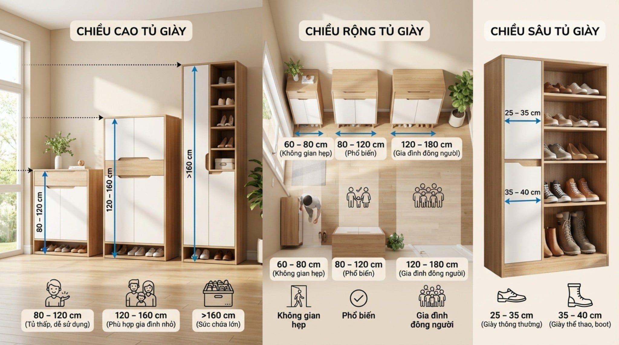 Kích Thước Tủ Giày Tiêu Chuẩn