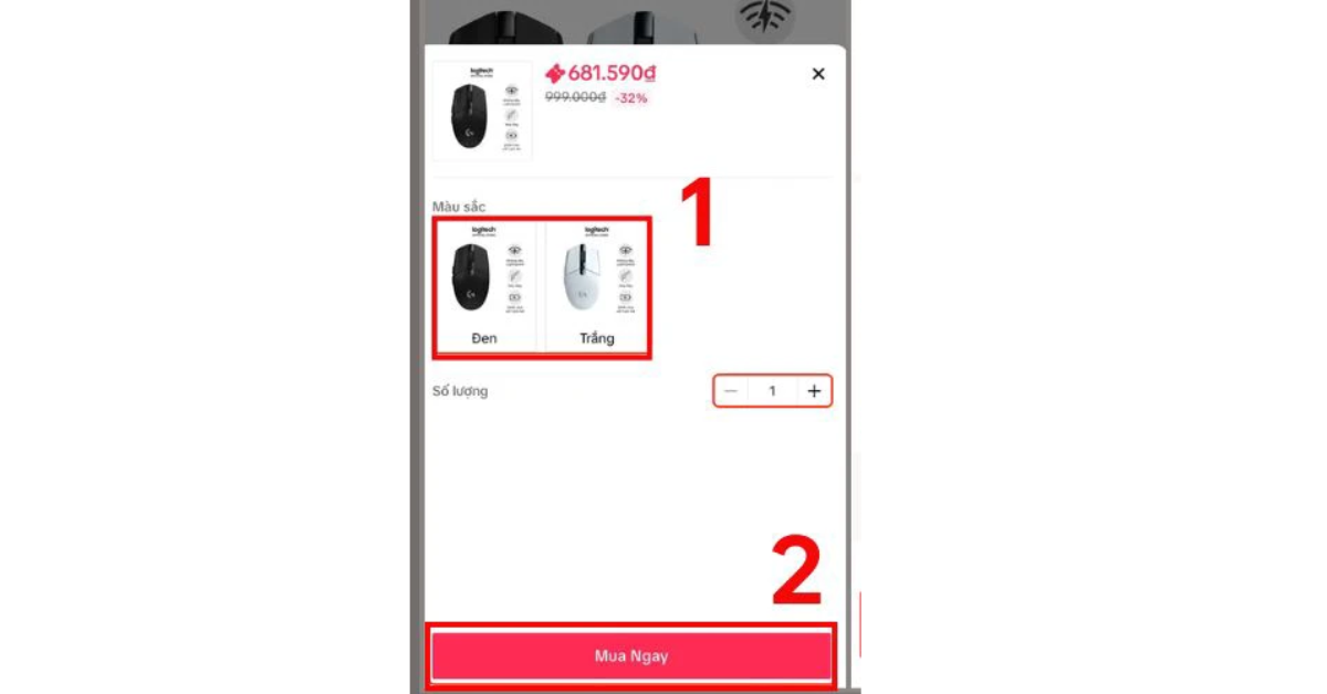 Bước 1: Chọn sản phẩm, thêm vào giỏ hàng hoặc Mua ngay