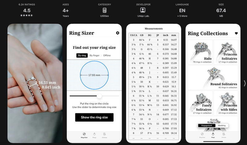 app Ring Sizer Jason Withers đo size nhẫn online