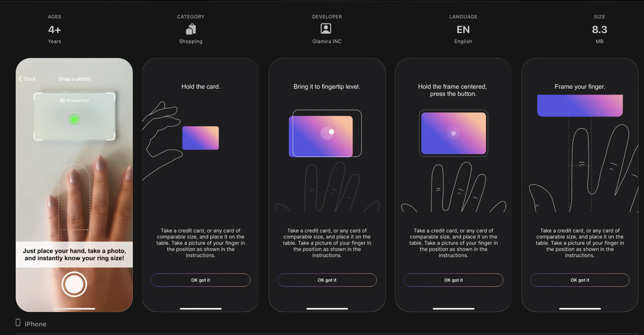 app GLAMIRA Ring Sizer đo ni nhẫn cưới chuẩn quốc tế