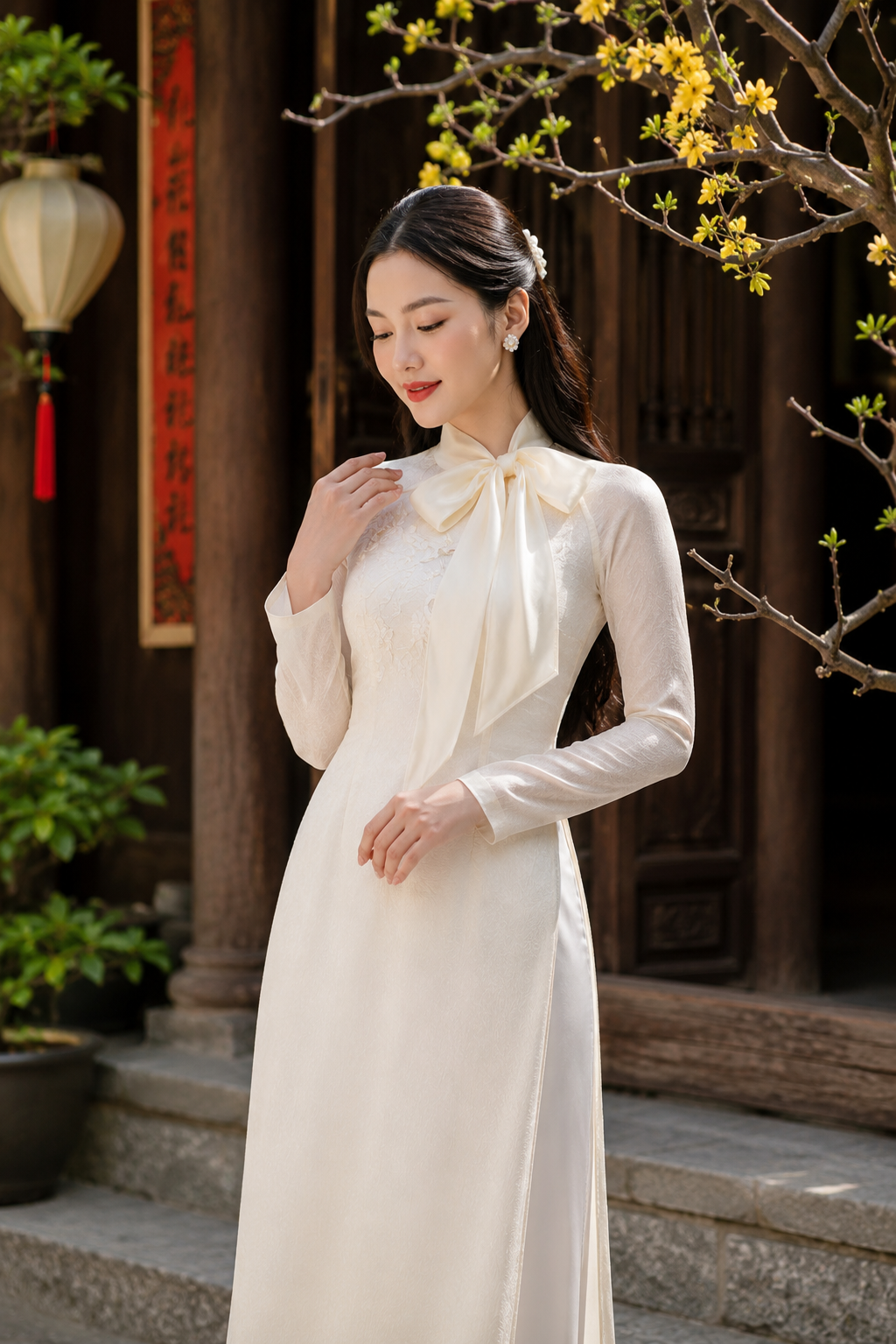 Áo dài cổ nơ