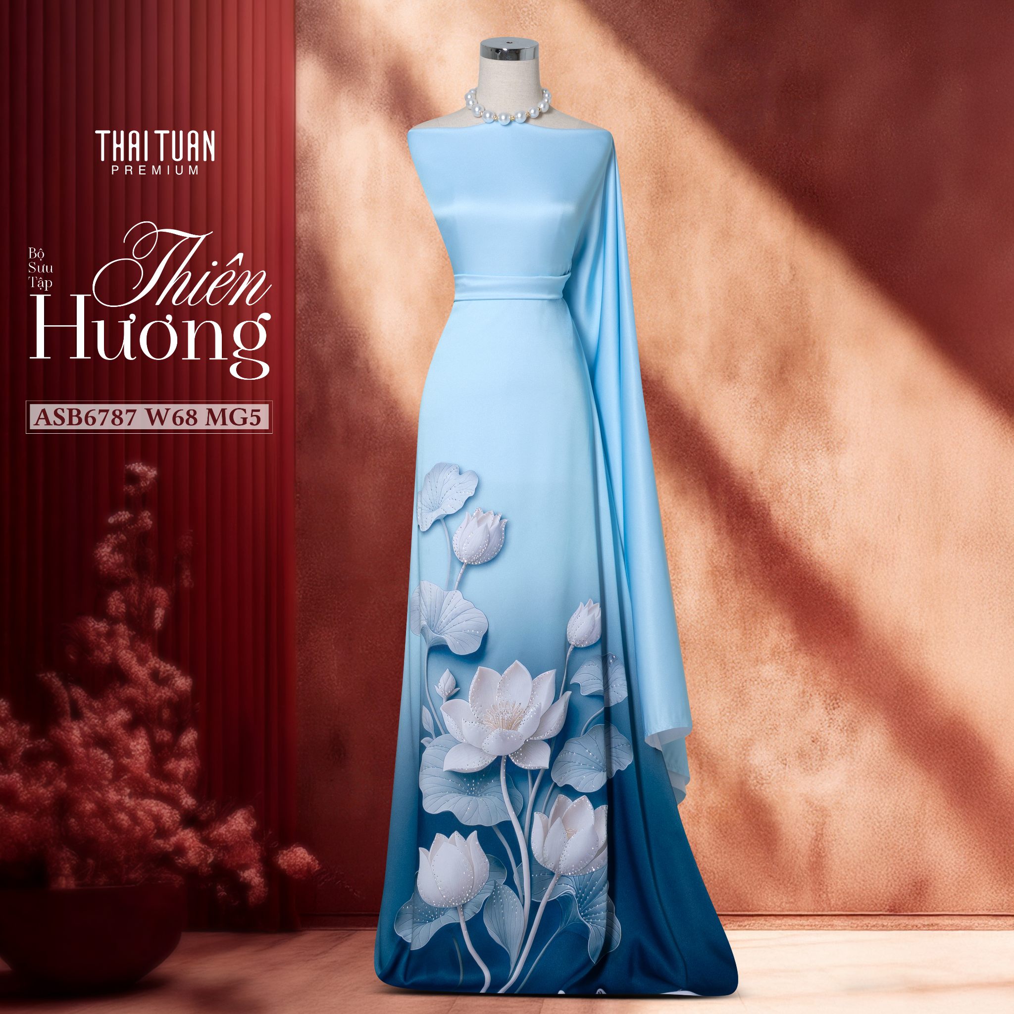 vải áo dài hoa sen