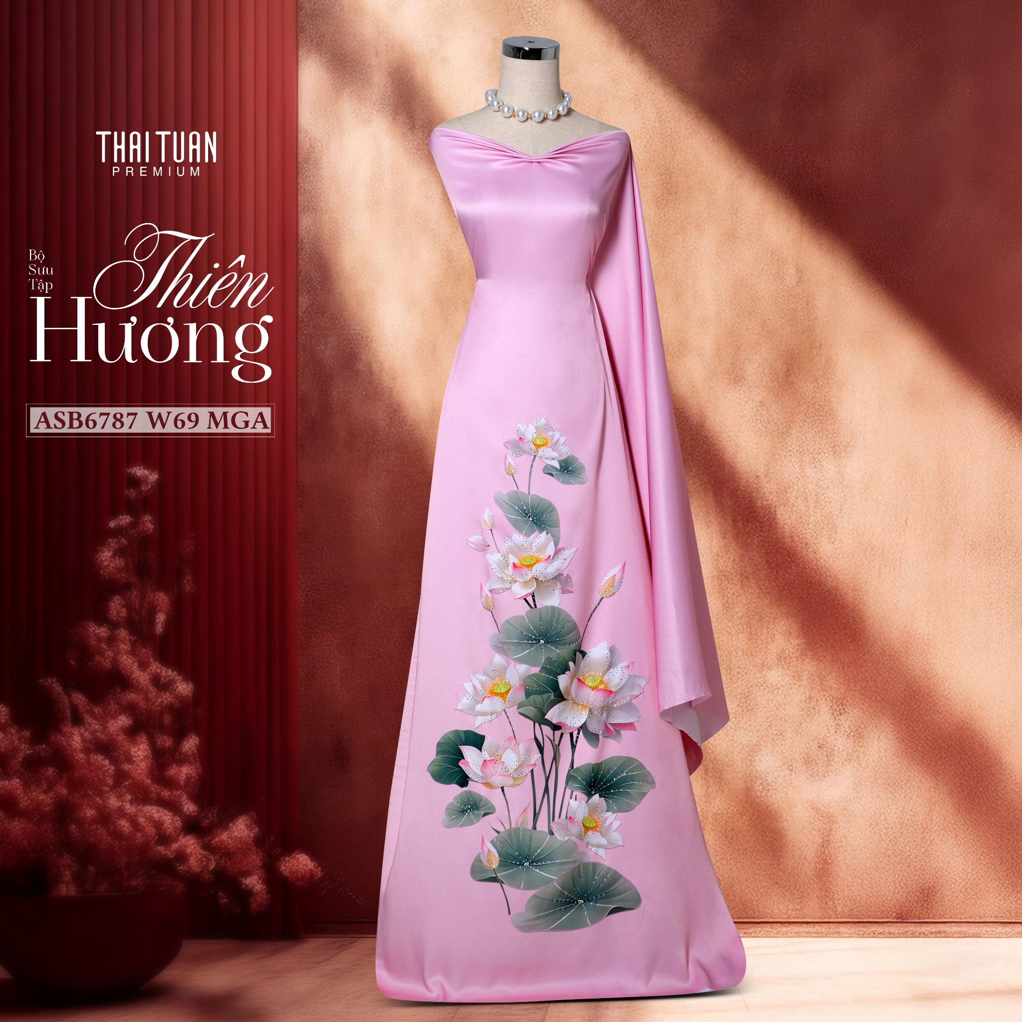 Áo Dài Hoa Sen Màu Hồng