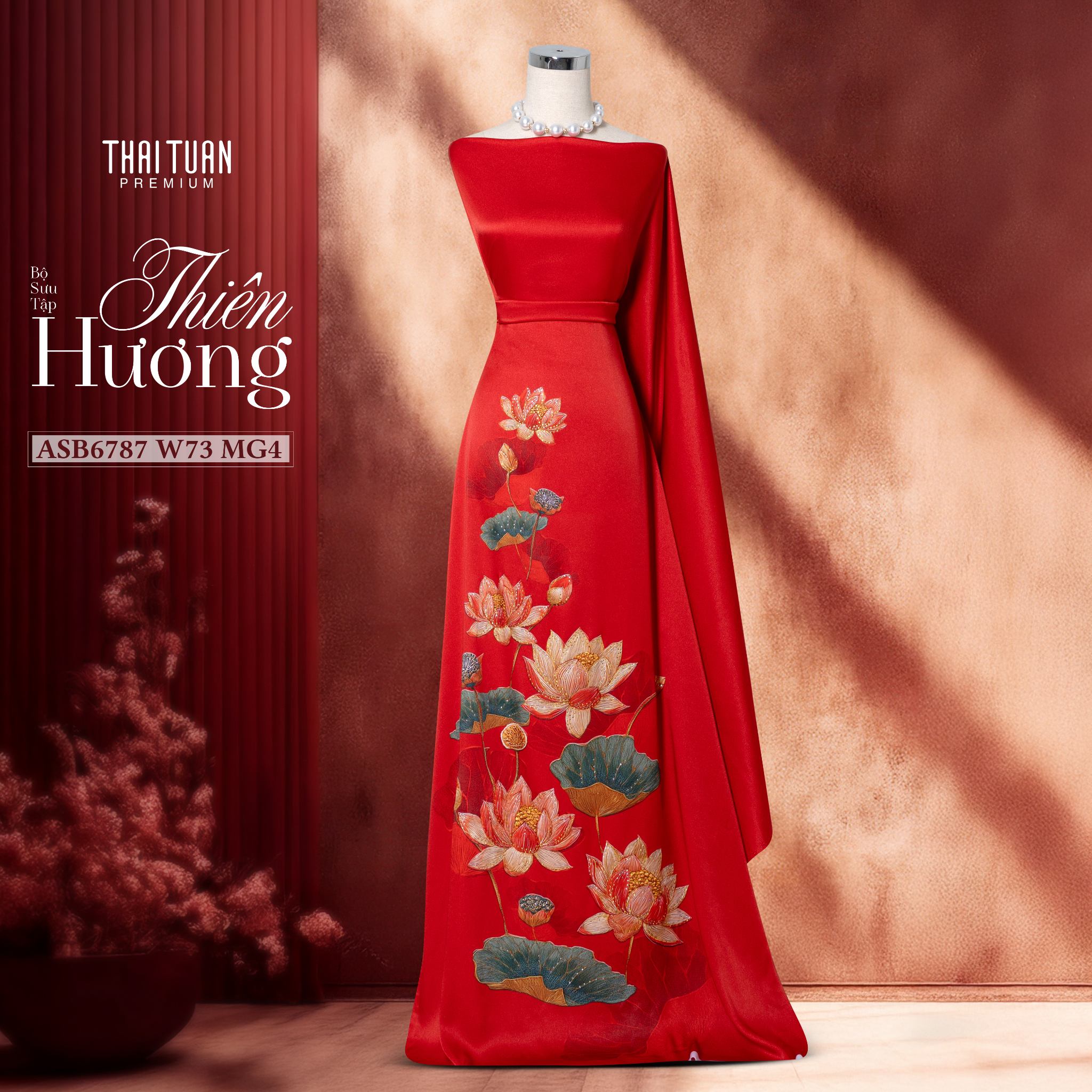 vải áo dài hoa sen