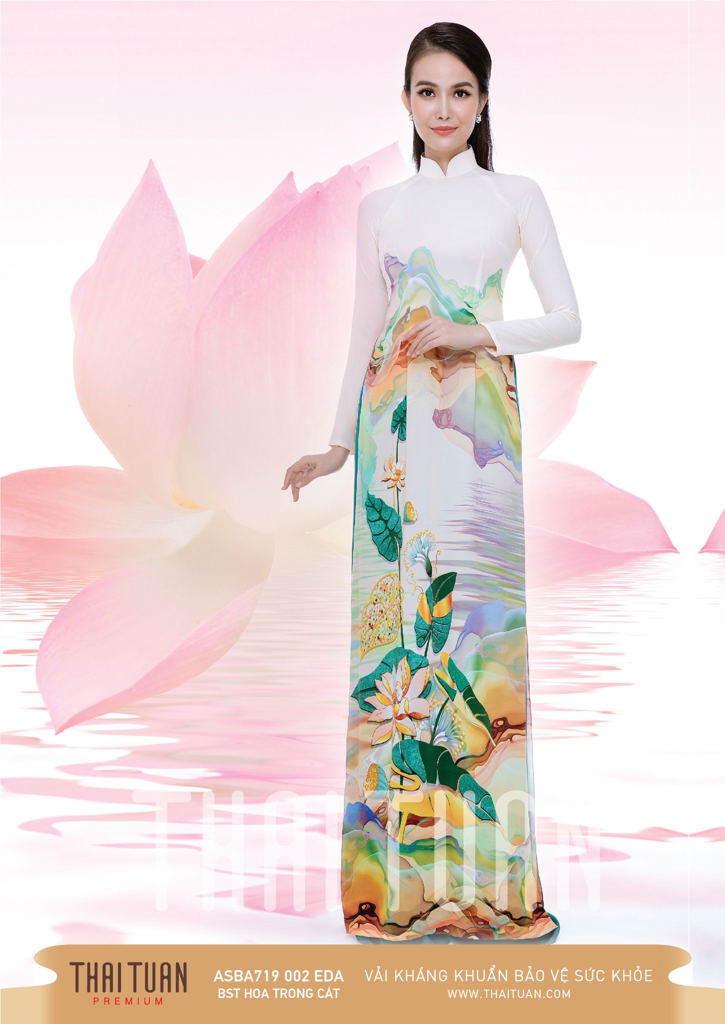 vải áo dài hoa sen