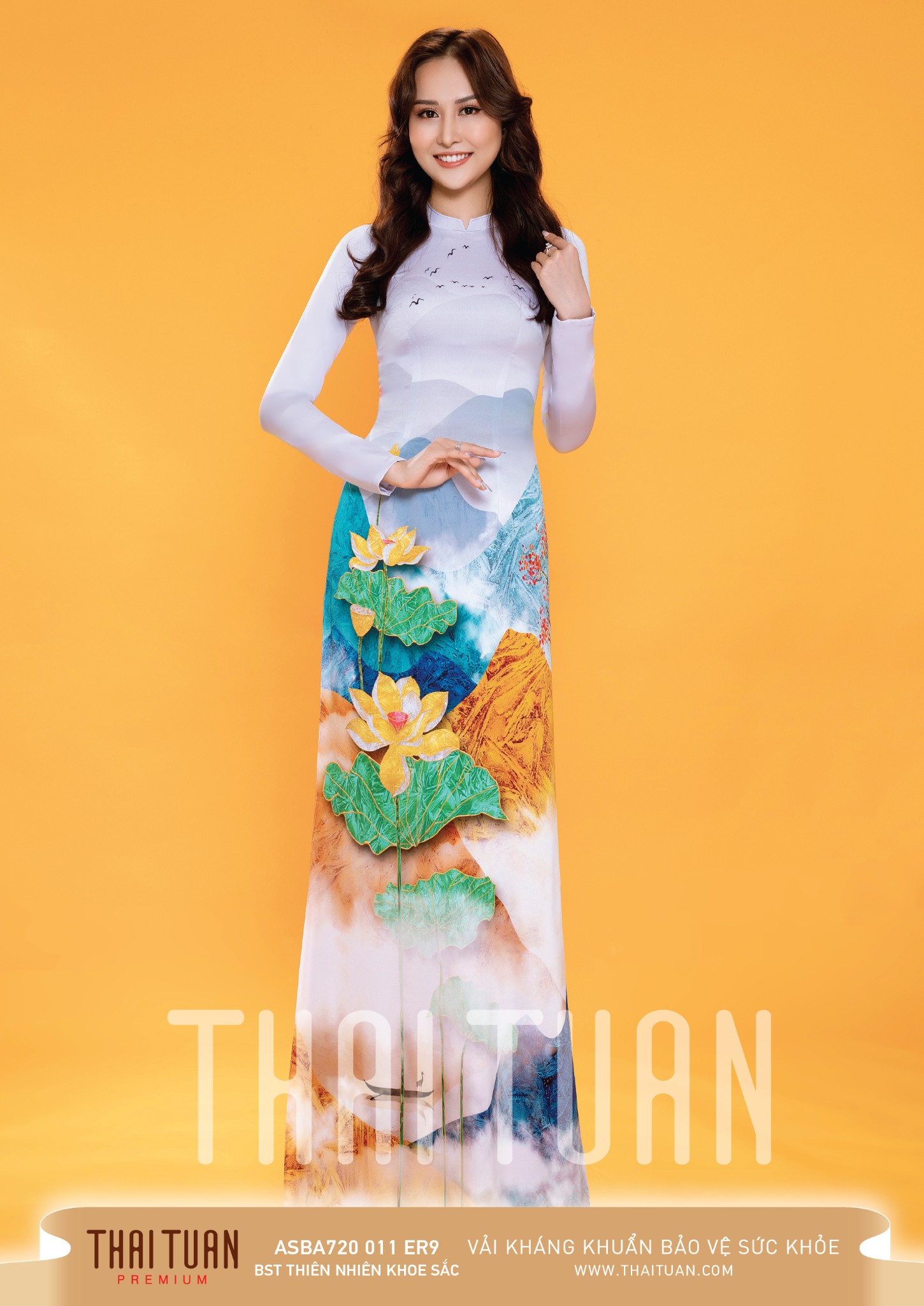 vải áo dài hoa sen