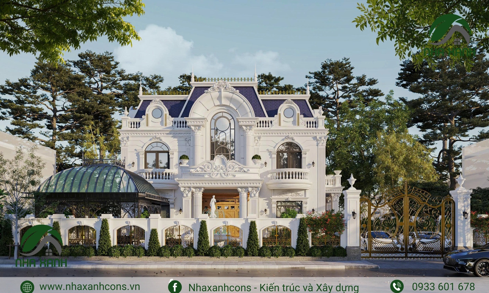 Mặt tiền biệt thự tân cổ điển 2 tầng tại Vĩnh Long