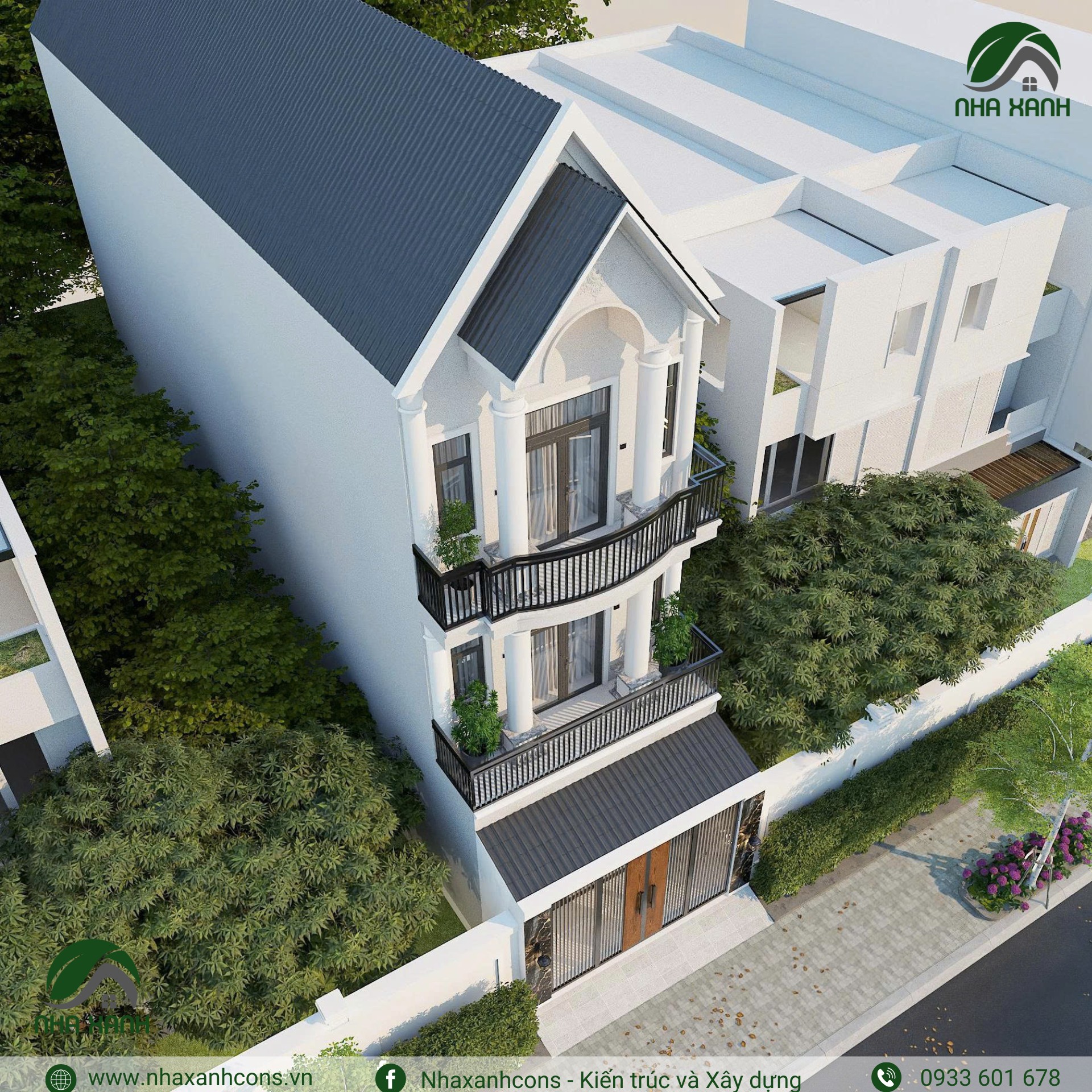 Mặt tiền nhà phố mái thái đẹp