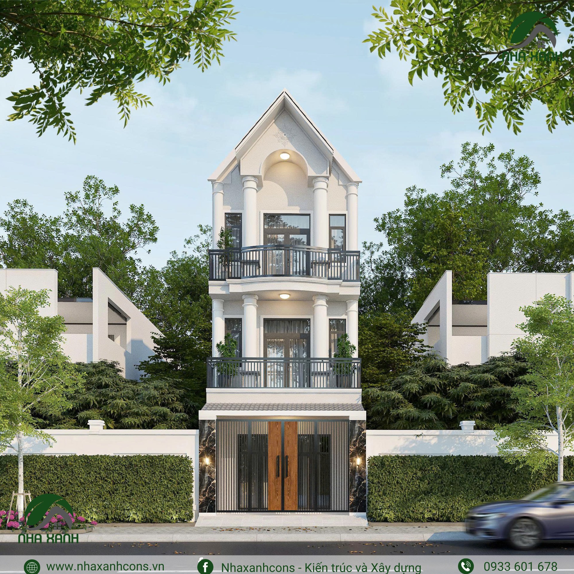 Mẫu nhà phố mái thái 3 tầng đẹp tại Đồng Nai