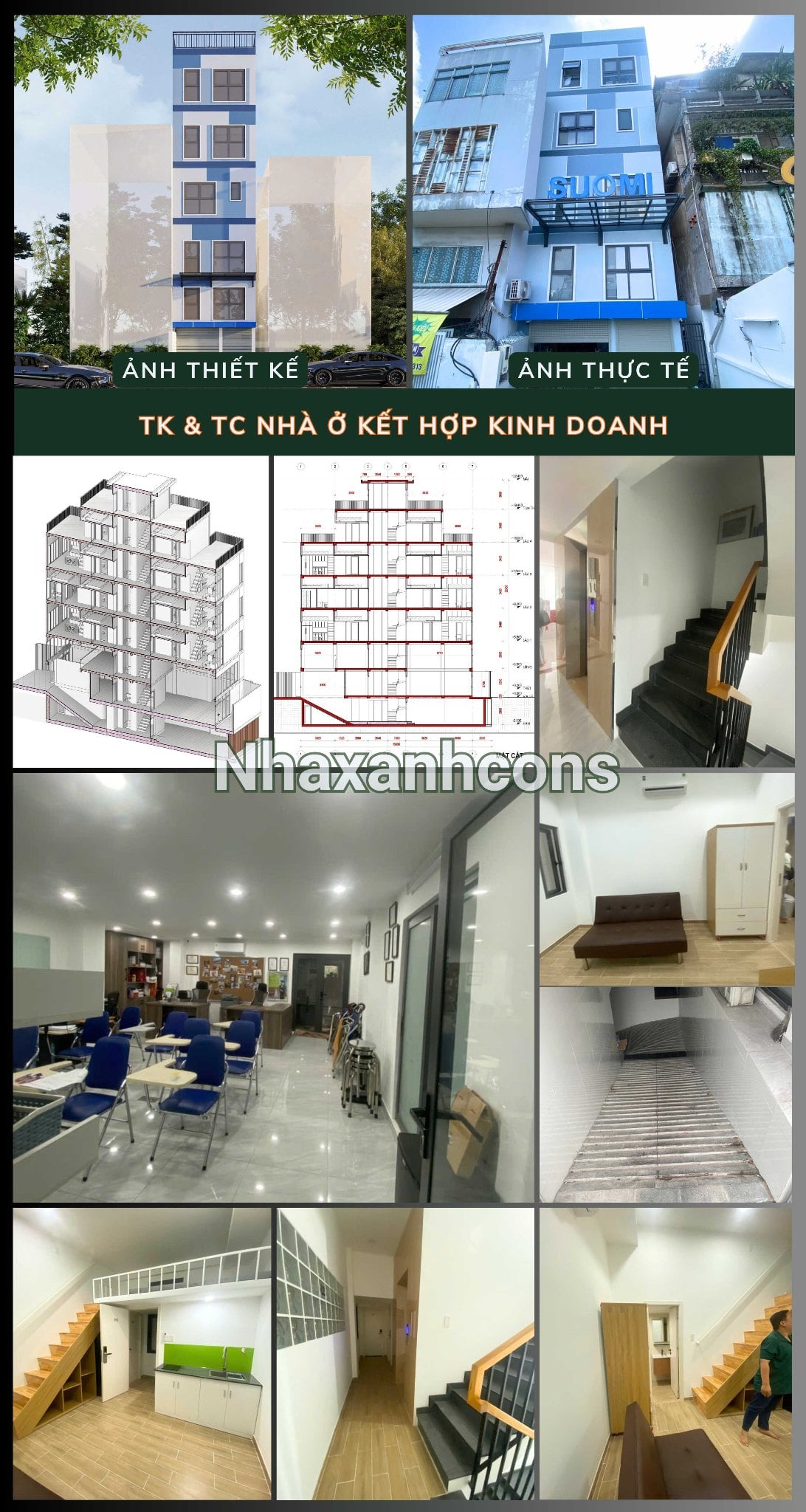 Thi công căn hộ dịch vụ 5 tầng