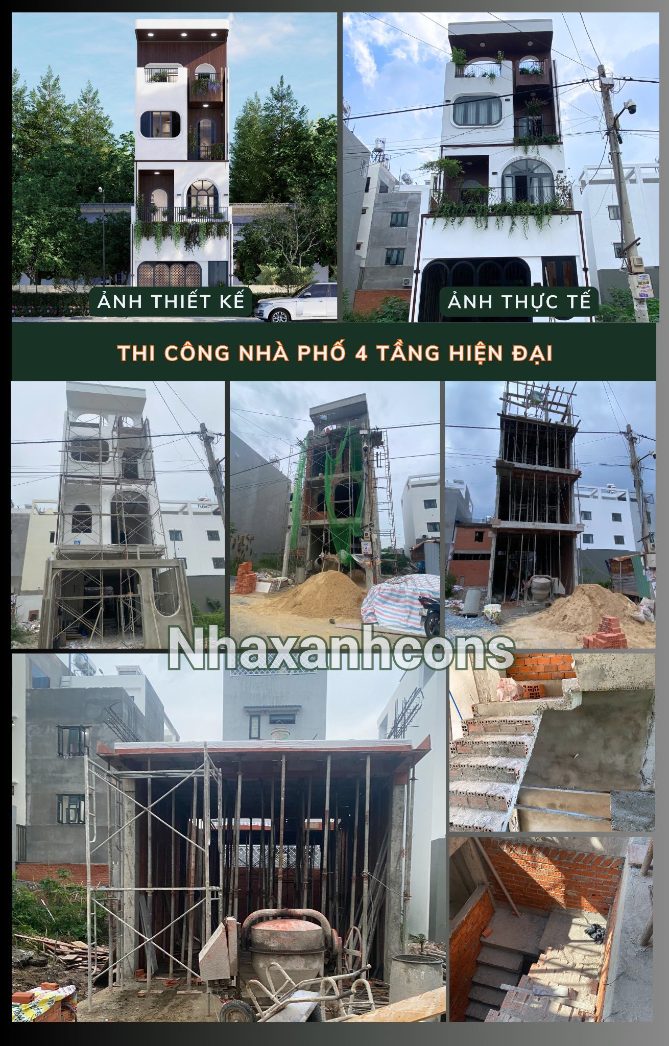 Thi công nhà phố 4 tầng hiện đại