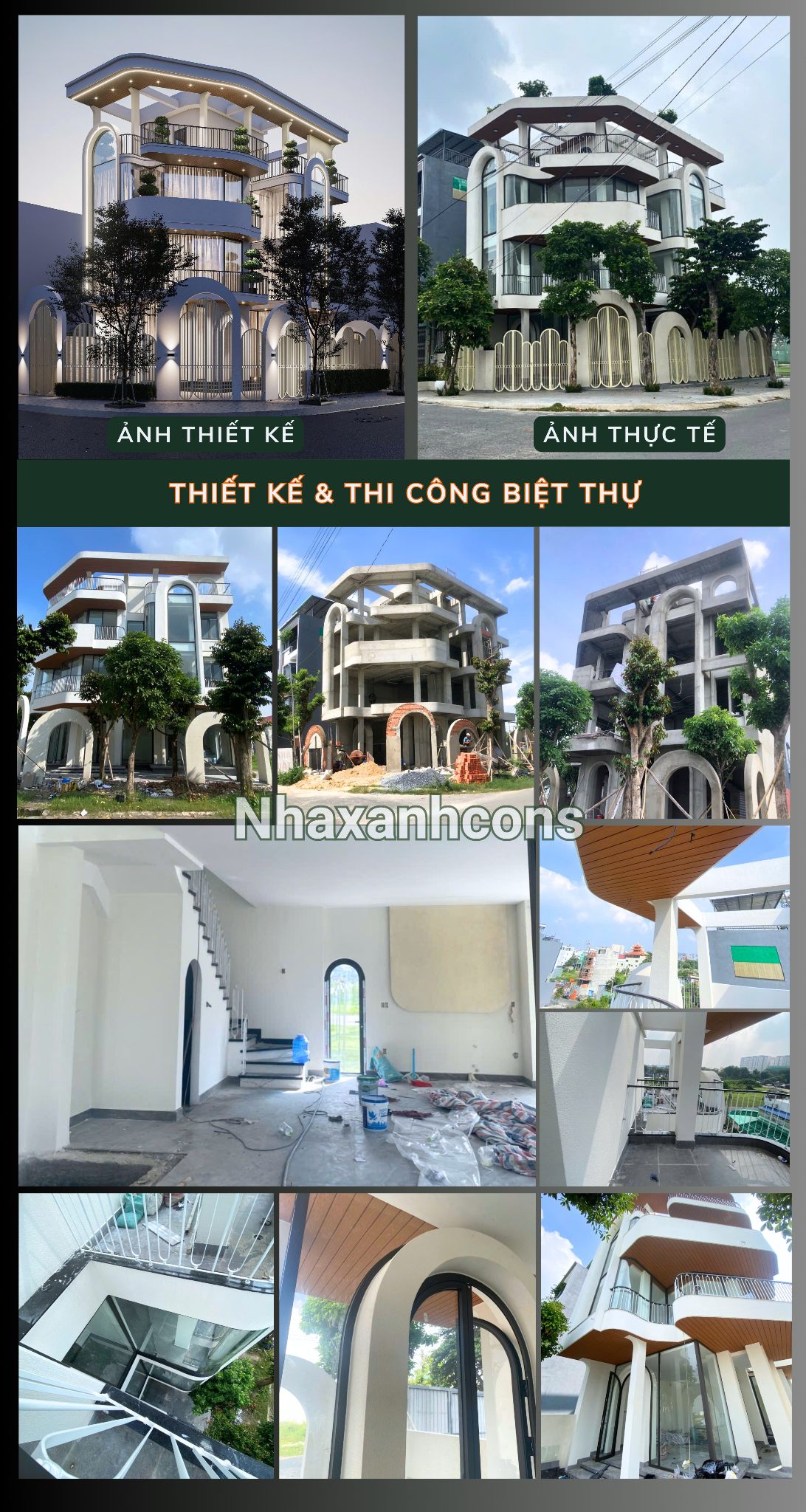 Thi công biệt thự 4 tầng 2 mặt tiền
