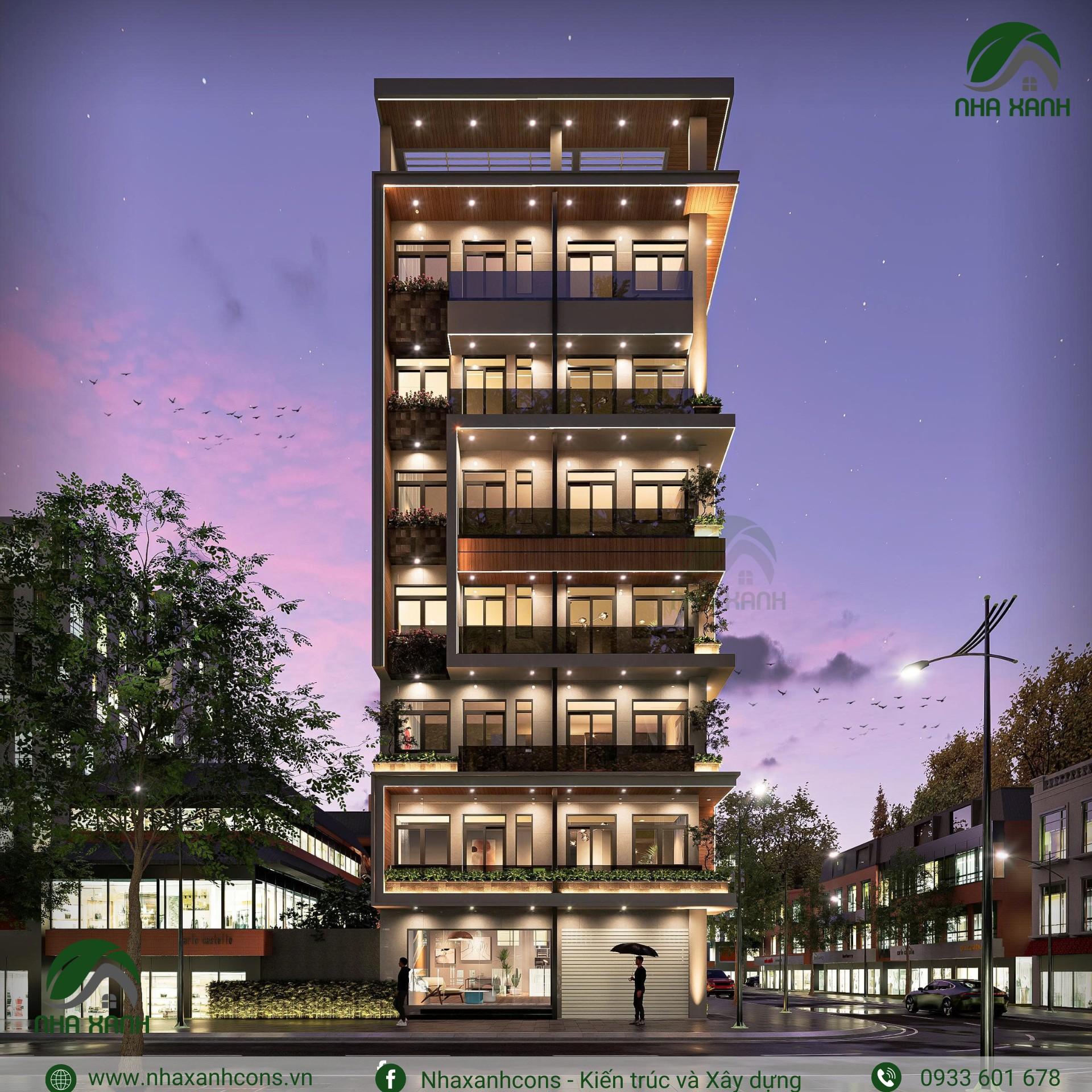 Mặt tiền căn hộ dịch vụ 7 tầng tại TPHCM