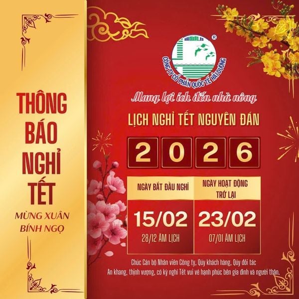 THÔNG BÁO LỊCH NGHỈ TẾT NGUYÊN ĐÁN