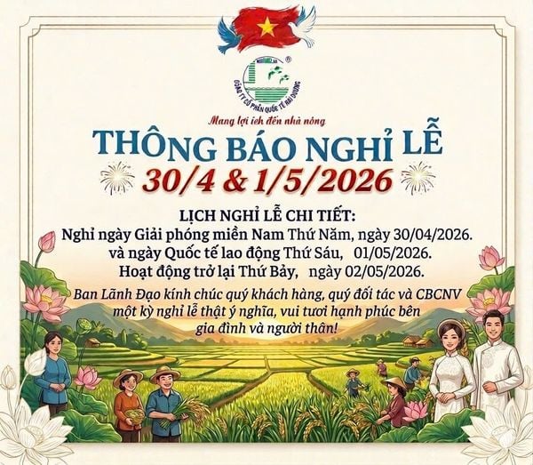THÔNG BÁO LỊCH NGHỈ LỄ