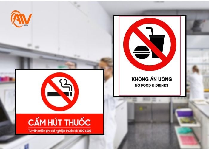 Nghiêm cấm việc ăn uống và hút thuốc trong không gian kín