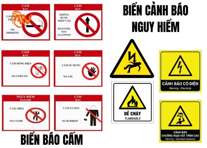 Biển báo cấm và biển báo cảnh báo nguy hiểm