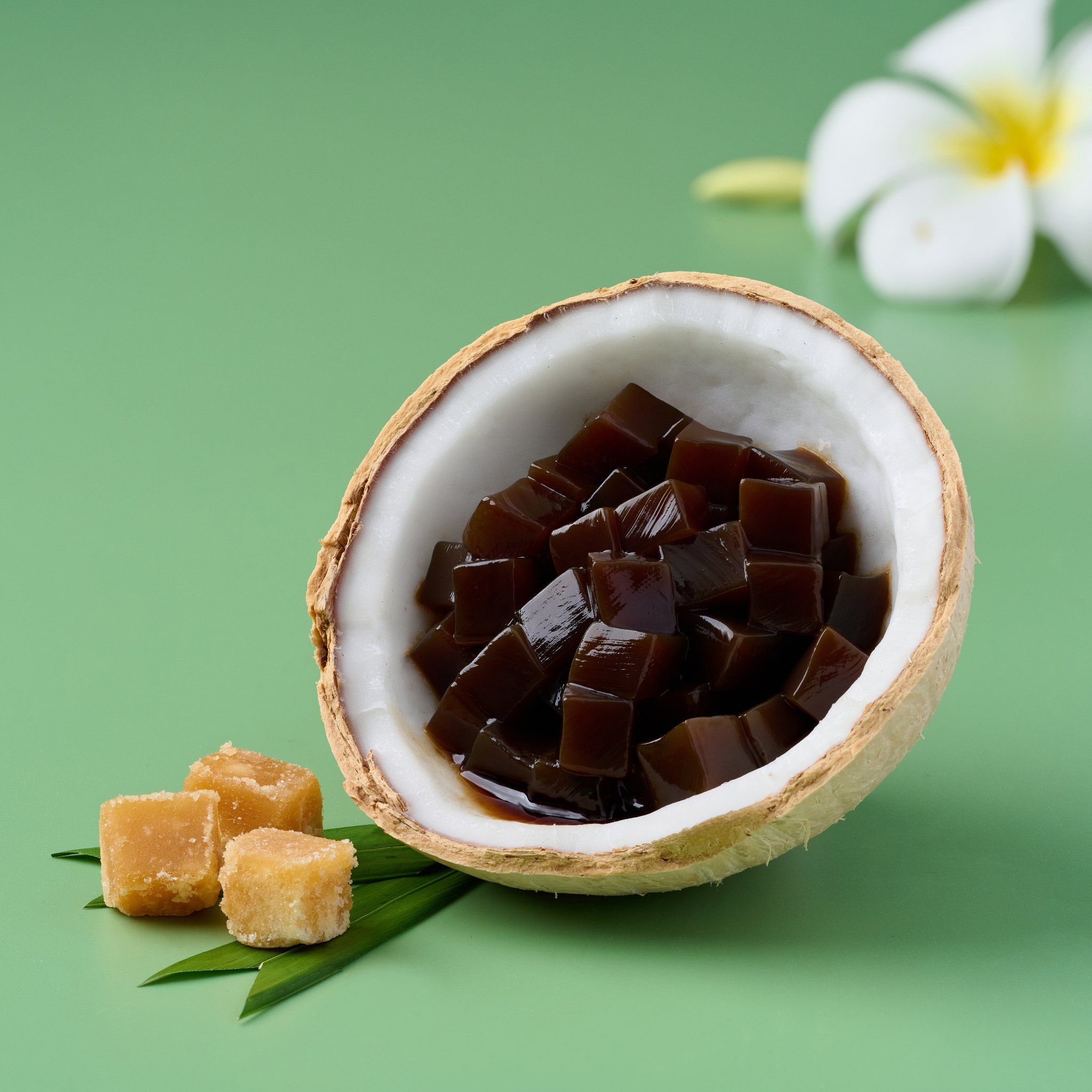 Dừa xiêm tươi, bột rau câu, nước cốt dừa,... là một số nguyên liệu cần thiết để chuẩn bị cho  thạch trong quả dừa.